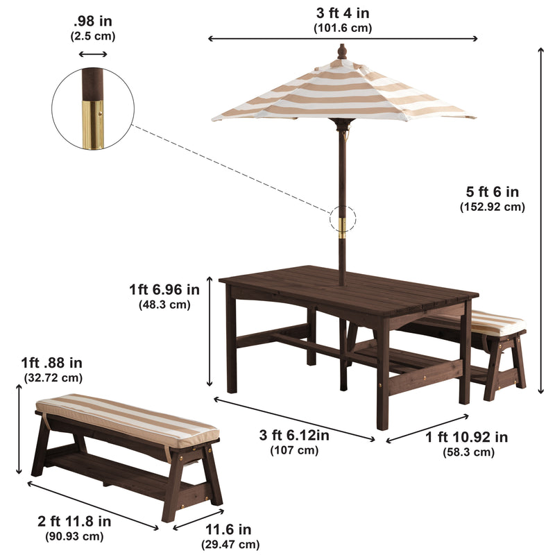 Outdoor Table and Bench Set - Oatmeal