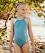 Double Strap Swimsuit with Bow Back Detail in Blue