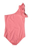 One Shoulder Ruffle Swimsuit in Blush Pink