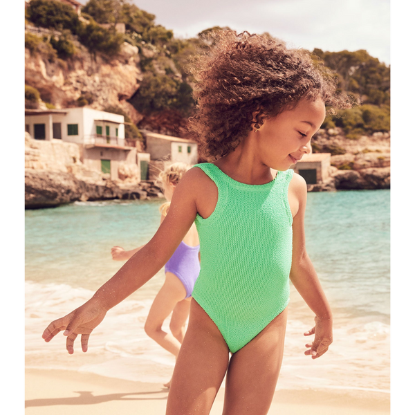 Kids Classic Crinkle Swimsuit - Lime