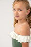 Ruffle Swimsuit in Sage Green and Ivory