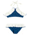 Ruffle Bikini in Blue and Ivory