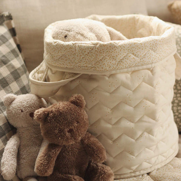 Large quilted storage basket by Avery Row in a pretty chamomile print