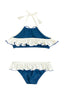 Ruffle Bikini in Blue and Ivory