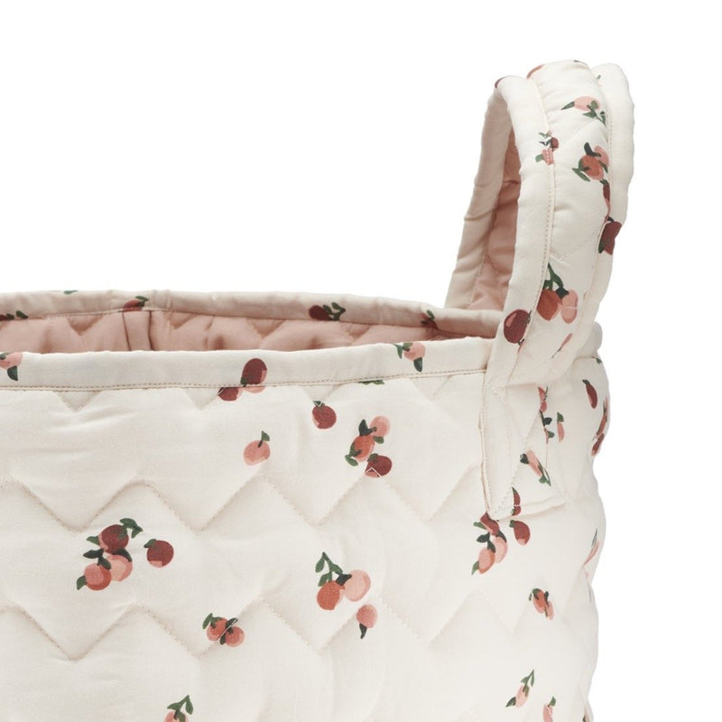 Large Quilted Storage Basket - Peaches Print