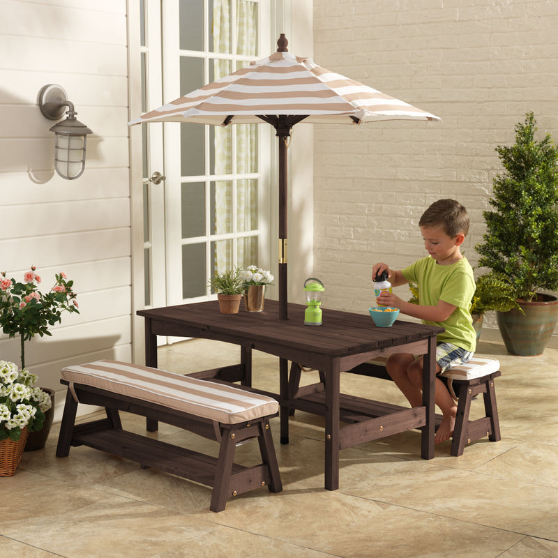 Outdoor Table and Bench Set - Oatmeal
