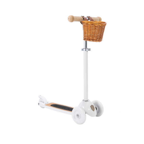 Classic Scooter with Basket - White