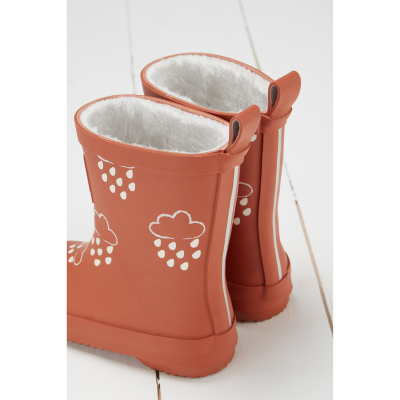 Kids Fleece Lined Wellies - Burnt Orange