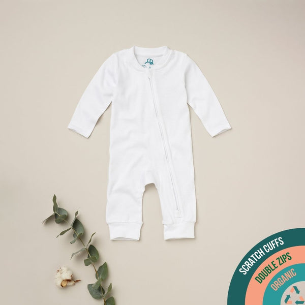 Pack of 3 organic cotton footless baby sleepsuits by Sproot Baby