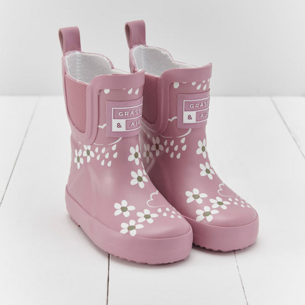 Kids Floral Shortie Wellies - Pink