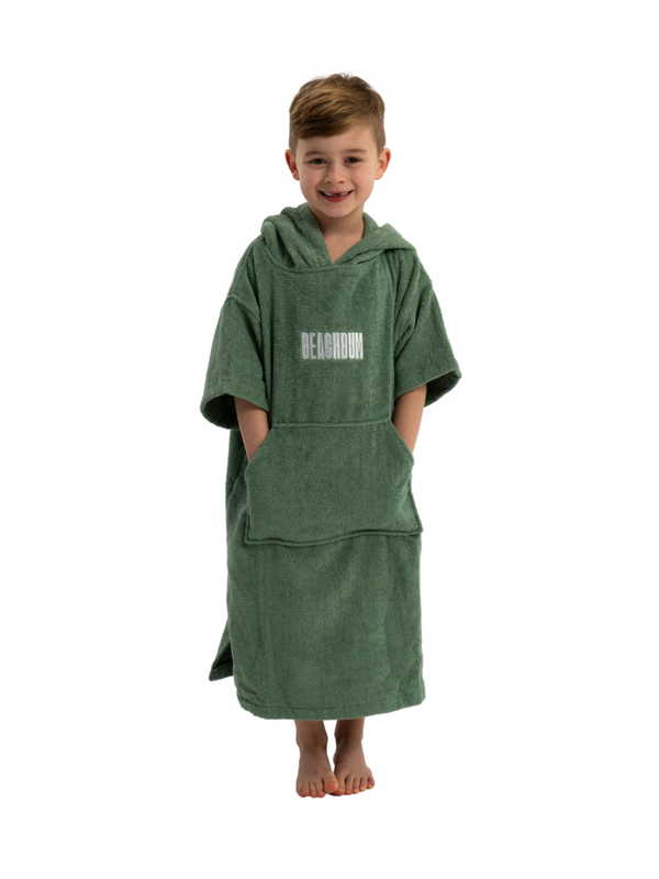 Kids Towelling Poncho - Mint Green