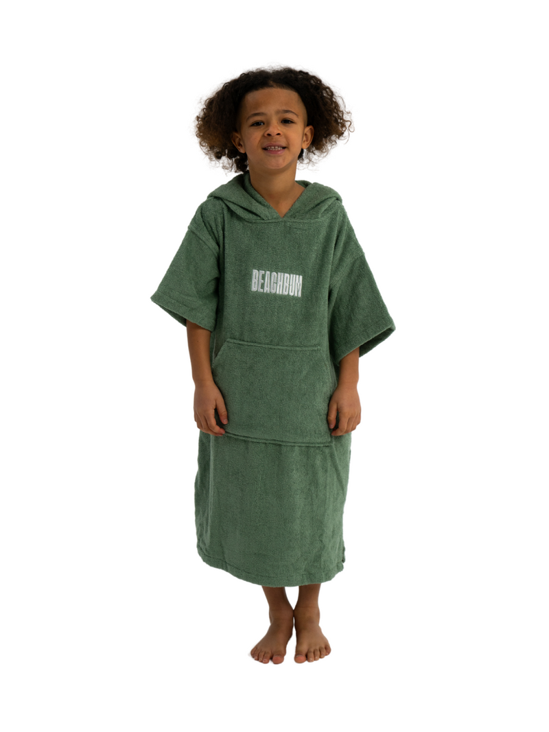 Kids Towelling Poncho - Mint Green