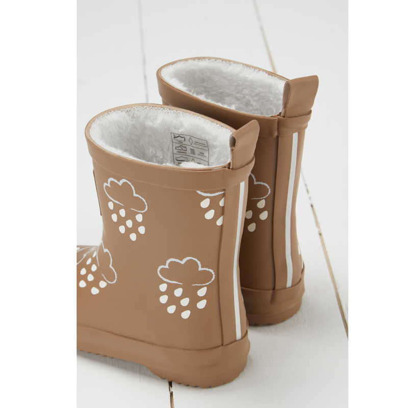 Kids Fleece Lined Wellies - Fudge Brown