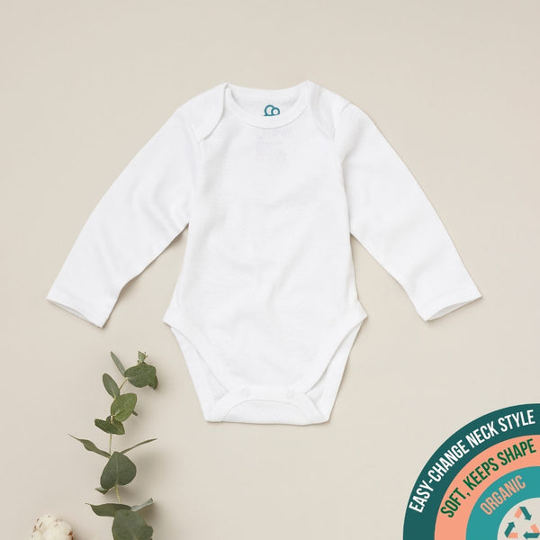 Pack of 3 long sleeve baby bodysuits in organic cotton by Sproot Baby