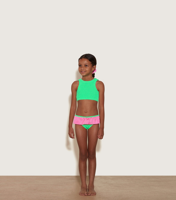 Kids Duo Olive Bikini - Lime/Pink