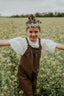 Organic Pull On Dungaree - Dotty Brown