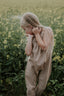 Organic Pull On Dungaree - Dotty Peach
