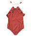 Ruffle Trim Swimsuit in Terracotta & Ivory