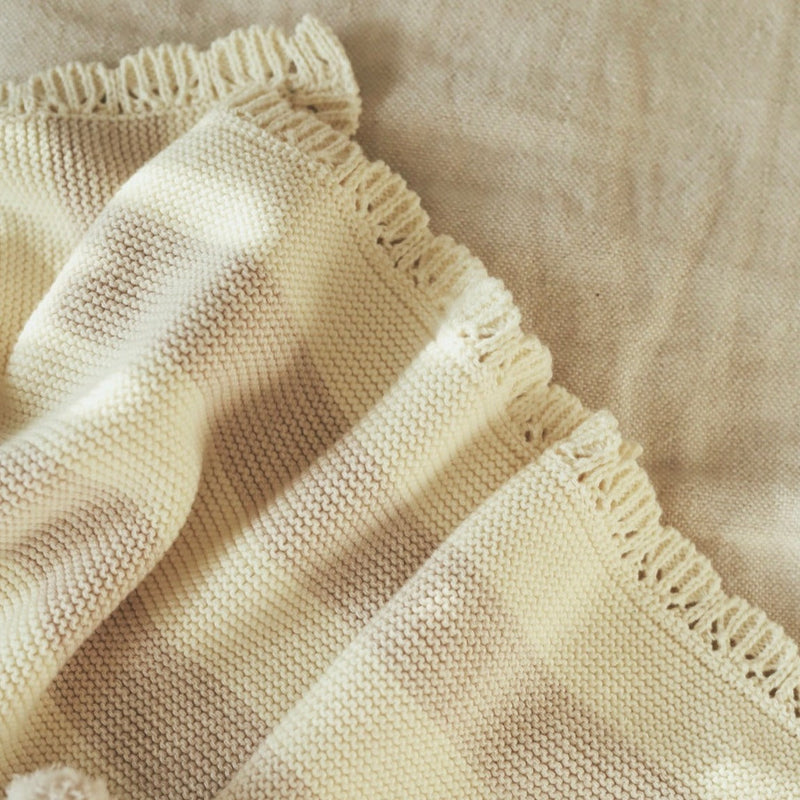 Stripe Knit Blanket - Oat Melange