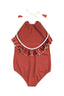 Ruffle Trim Swimsuit in Terracotta & Ivory