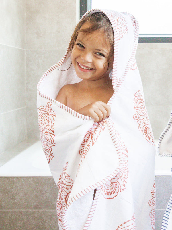 Kids Hooded Towel - Pink City Print