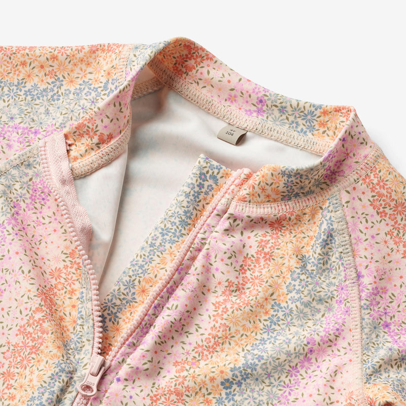 Short Sleeve Swimsuit in Rainbow Flowers Print