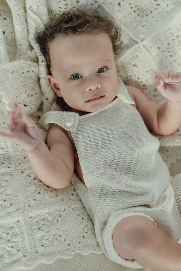 Organic Cotton Knitted Baby Romper