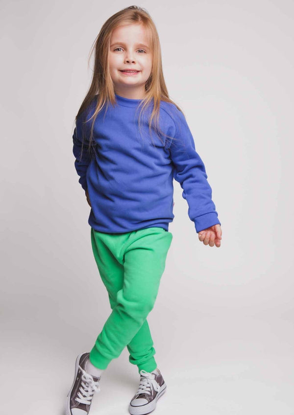 Organic cotton kids sweatshirt available in 4 colours - blue, green, orange, red